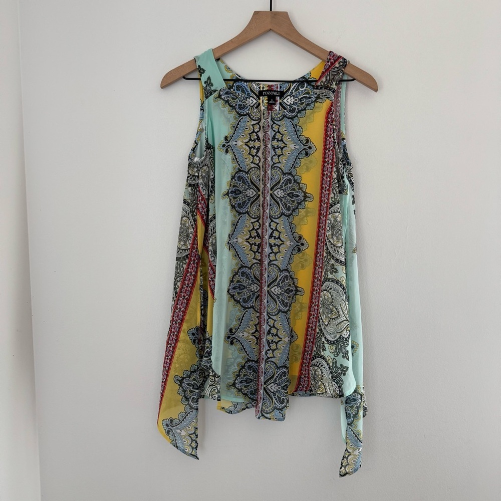 Roz & Ali Paisley Print Sleeveless Bohemian tunic blouse - Size S